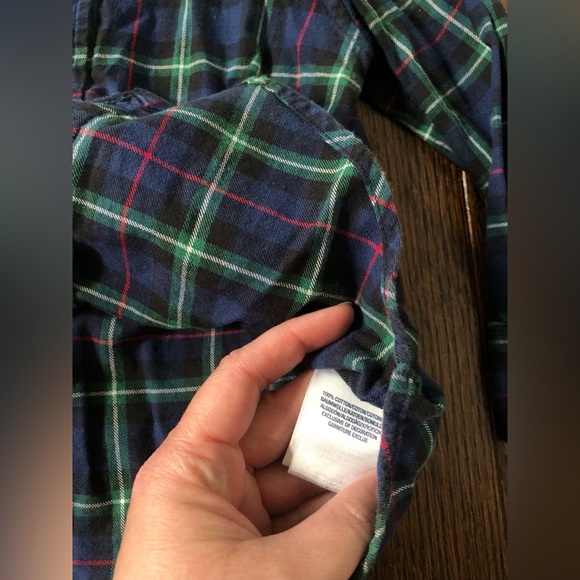 Ralph Lauren Boys 2/2T Navy Blue/Red/Green Plaid 100% Cotton Button-Down Shirt - Picture 5 of 7